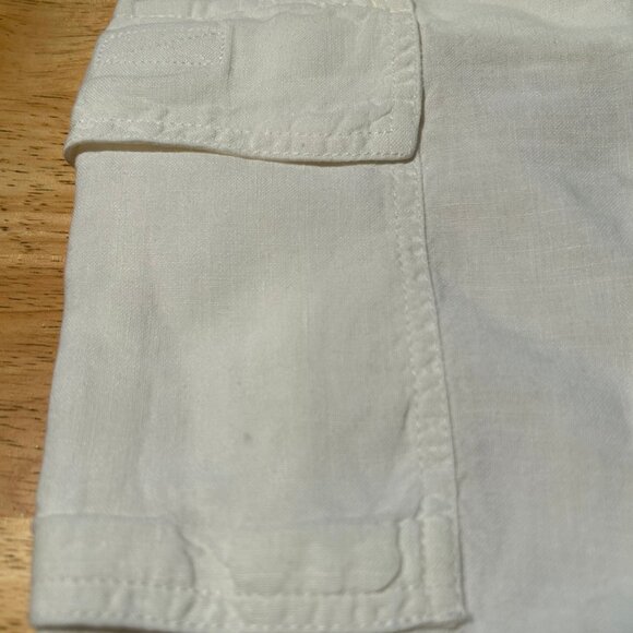Mens Vilebrequin White 100% Linen Flat Front Drawstring Cargo Shorts 3XL - Picture 11 of 14